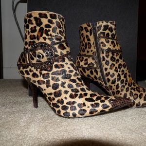 Guess Faux Leopard Hair Bootie w/ Buckle accent 9